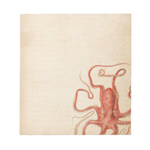 Bloc-note Red Octopus Aged Sepia Steampunk