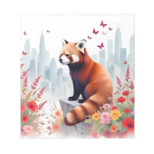 Bloc-note Red Panda Vintage Animal Nature Forêt Ville Art