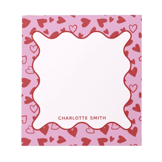 Bloc-note Red Pink Hearts Pattern Valentine Gift Notepad (Devant)