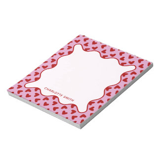 Bloc-note Red Pink Hearts Pattern Valentine Gift Notepad