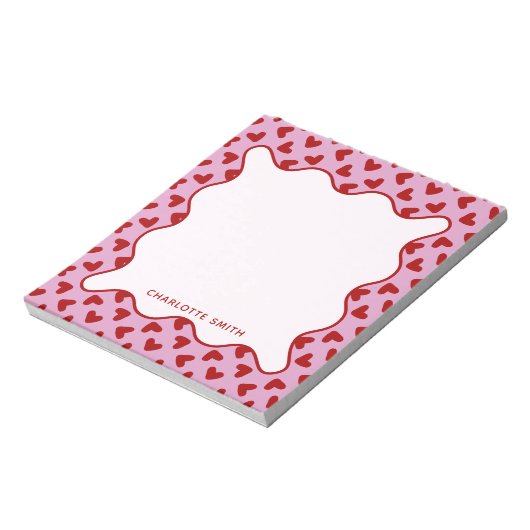 Bloc-note Red Pink Hearts Pattern Valentine Gift Notepad (Tourné)