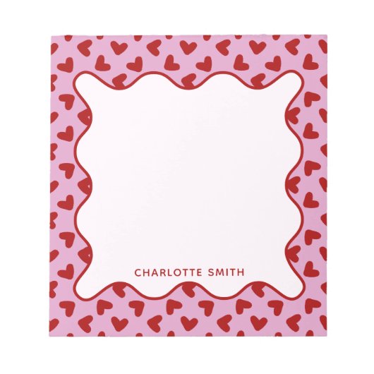 Bloc-note Red Pink Hearts Pattern Valentine Gift Notepad (Devant)