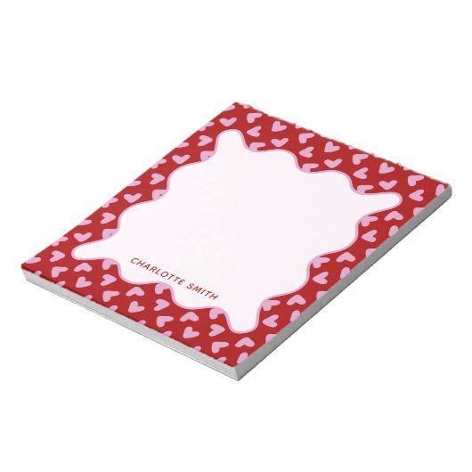 Bloc-note Red Pink Hearts Pattern Valentine Gift Notepad (Tourné)