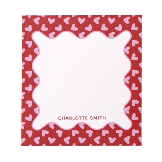 Bloc-note Red Pink Hearts Pattern Valentine Gift Notepad (Devant)