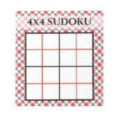 Bloc-note Red Plaid 4x4 Sudoku Grid Template (Devant)
