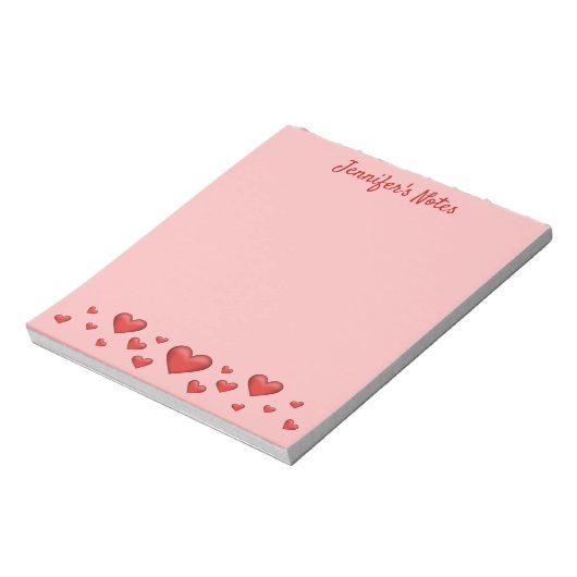 Bloc-note Red Valentine's Day Hearts & Custom Text (Tourné)