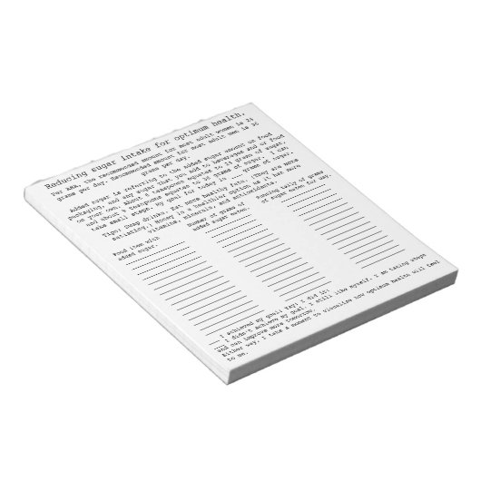 Bloc-note Réduction des bouts de consommation de sucre journ (Incliné)