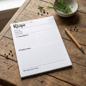 Bloc-note Refill Blank Recipe Pages / Sheets | Full-Size