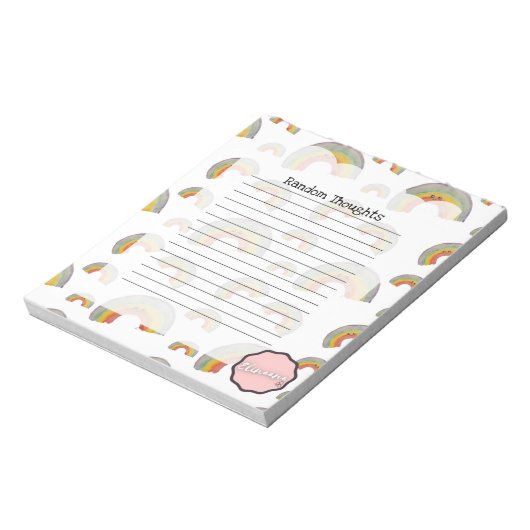 Bloc-note Réflexions aléatoires, Kawaii Arc-en-ciel (Tourné)