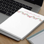 Bloc-note Regency Floral Rose Garland Personnalisé<br><div class="desc">Joli bloc-notes fleuri avec pour personnaliser avec votre nom. Cette aquarelle fleurie a une vintage régence inspirée de la guirlande de roses de jardin avec typographie lettrée à la main.</div>
