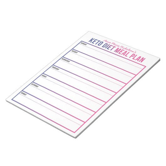 Bloc-note Régime alimentaire Keto Repas (Incliné)