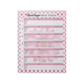 Bloc-note Registre de glycémie et de repas aux fleurs roses (Tourné)