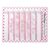 Bloc-note Registre de glycémie et de repas aux fleurs roses (Devant)