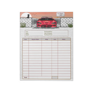 Bloc-note Registre de Réparation de Voiture