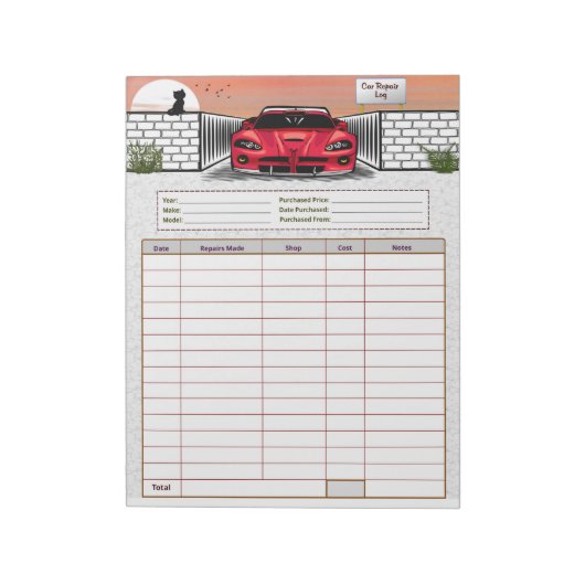 Bloc-note Registre de Réparation de Voiture (Tourné)