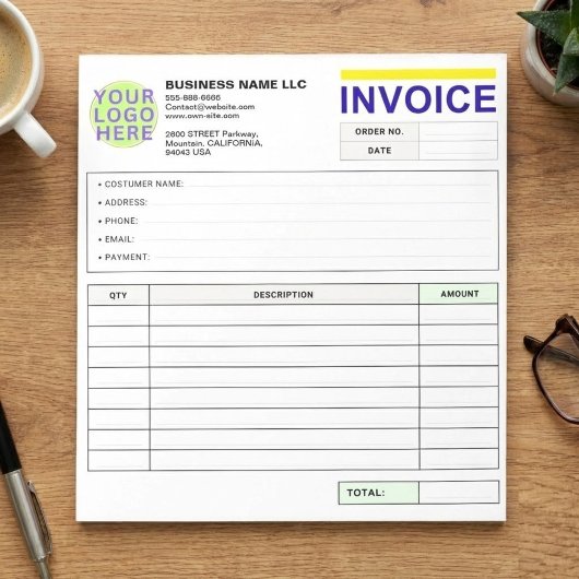 Bloc-note Registres de reçus personnalisés | Logo, Formulair