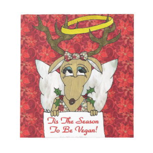 Bloc-note Reindeer Angel Tis The Season to Be Vegan