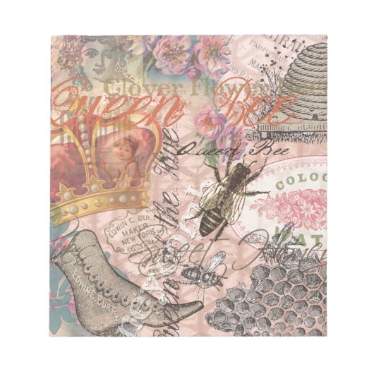 Bloc-note Reine Abeille Vintage Beau Collage (Devant)