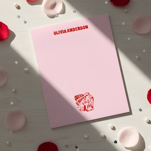 Bloc-note Reine de Coeur Saint-Valentin Nom Personnalisé