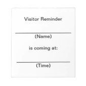 Bloc-note Remarques sur les visiteurs (Devant)