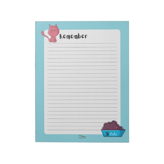 Bloc-note Remember Blue Cat Lined Notes Notespad (Tourné)