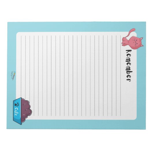 Bloc-note Remember Blue Cat Lined Notes Notespad (Devant)