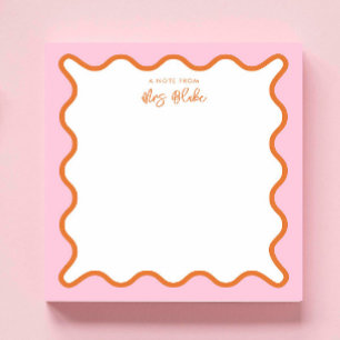 Bloc-note Remerciement Enseignant Rose Orange Ondulé