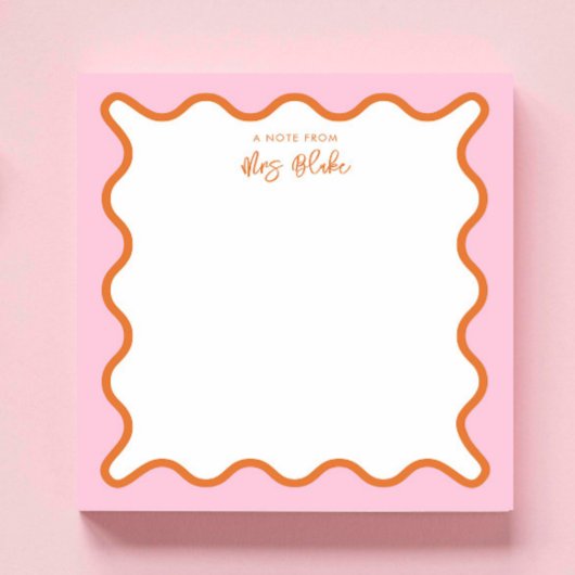 Bloc-note Remerciement Enseignant Rose Orange Ondulé