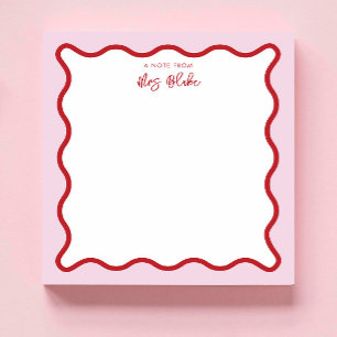 Bloc-note Remerciement Enseignant Rose Rouge Ondulé
