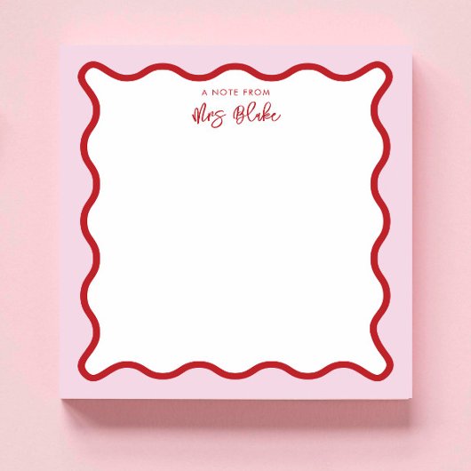 Bloc-note Remerciement Enseignant Rose Rouge Ondulé