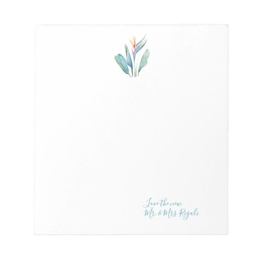 Bloc-note Remerciements de mariage floral tropical aquarelle (Devant)