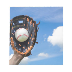 Bloc-note Remettez tenir le base-ball dans le gant avec le