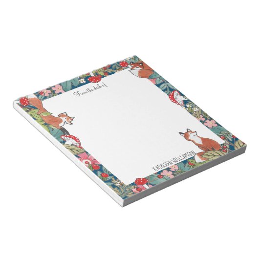 Bloc-note Renard blanc renards renards champignons Turquoise (Incliné)