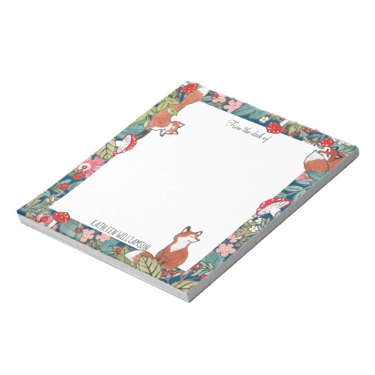 Bloc-note Renard blanc renards renards champignons Turquoise (Tourné)