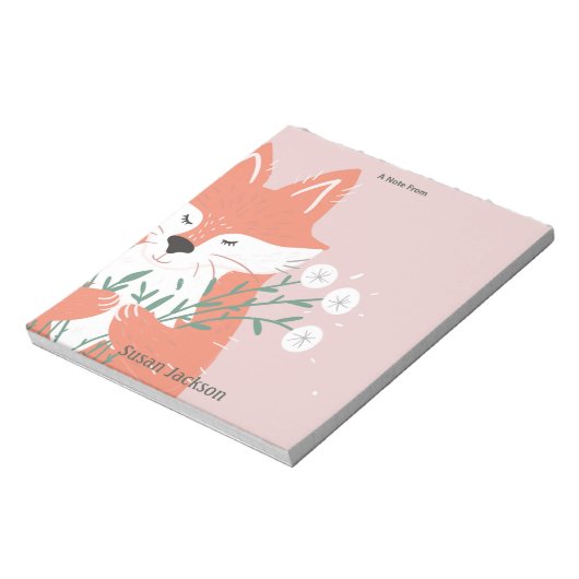 Bloc-note Renard mignon personnalisé avec fleurs (Tourné)