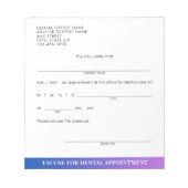 Bloc-note Rendez-vous dentaire moderne Excusez Slip personna (Devant)