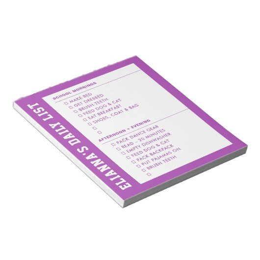 Bloc-note Responsabilité Se préparer AM PM Checklist Kid's (Incliné)