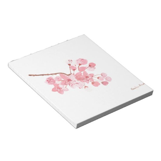 Bloc-note Ressort à fleurs de cerisier rose (Incliné)
