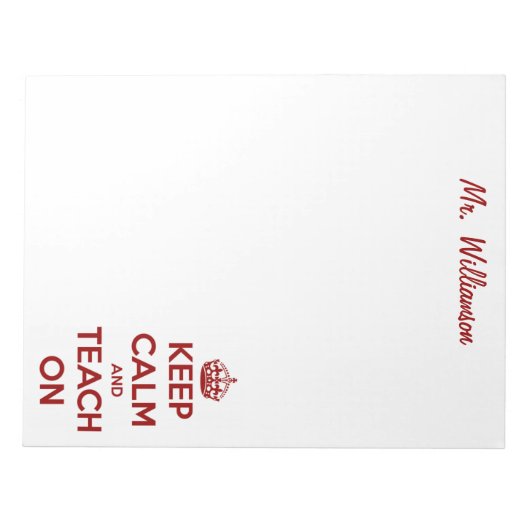 Bloc-note Restez calme et apprenez en rouge/blanc (Devant)