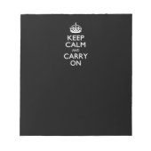Bloc-note Restez Calme Et Continuez Sur Noir (Devant)