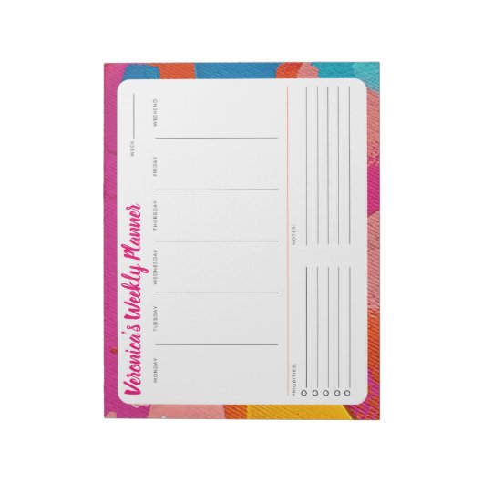 Bloc-note Résumé Conception Weekly Planner Personnaliser (Tourné)