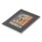 Bloc-note Retriever doré vintage drapeau 'Merica (Tourné)