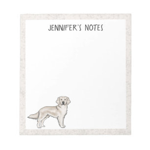 Bloc-note Retriever du Golden couleur crème anglaise Nom per