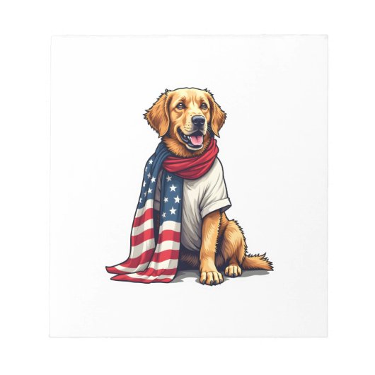 Bloc-note Retriever Golden avec drapeau américain gravé pour (Devant)