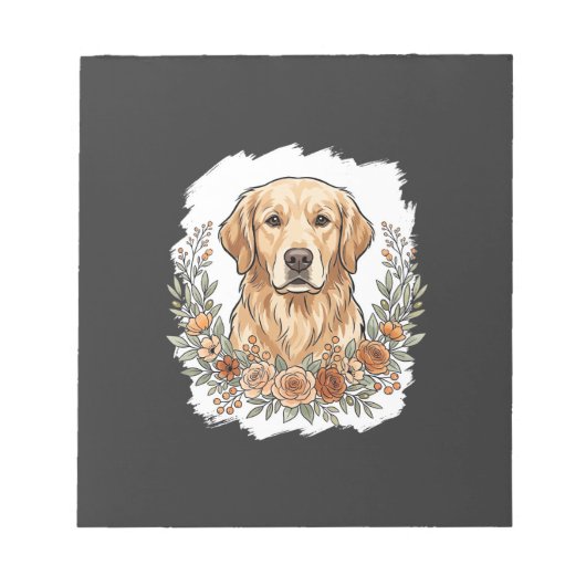 Bloc-note Retriever Golden Floral Sublimation (Devant)
