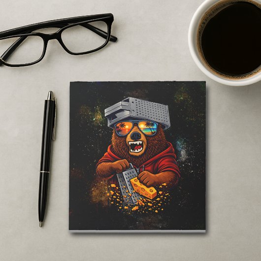 Bloc-note Retro Bear With Cheese Grater Hat and Sunglasses