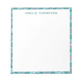 Bloc-note Retro Boho Turquoise Floral Motif Motif Personnali (Devant)