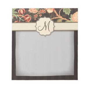 Bloc-note Rétro floral de Brown et de pêche, rayures et mono
