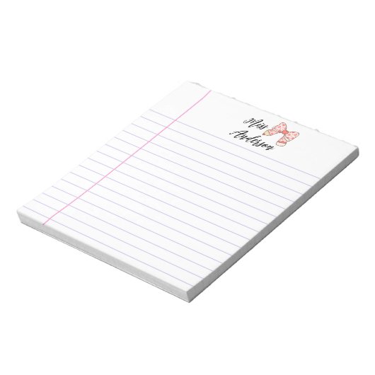 Bloc-note Retro Pencil Bow Custom Teacher Appreciation (Tourné)