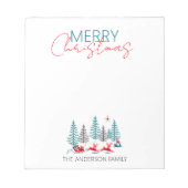 Bloc-note Retro Père Noël Reindeer Winter Forest Nom de Noël (Devant)